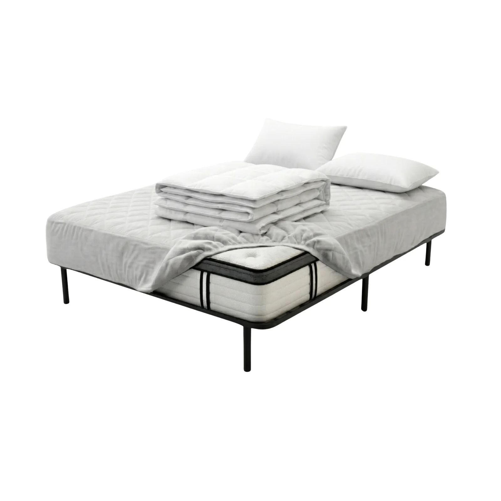 Ensemble literie complet avec matelas et sommier métallique - Collection Basique
