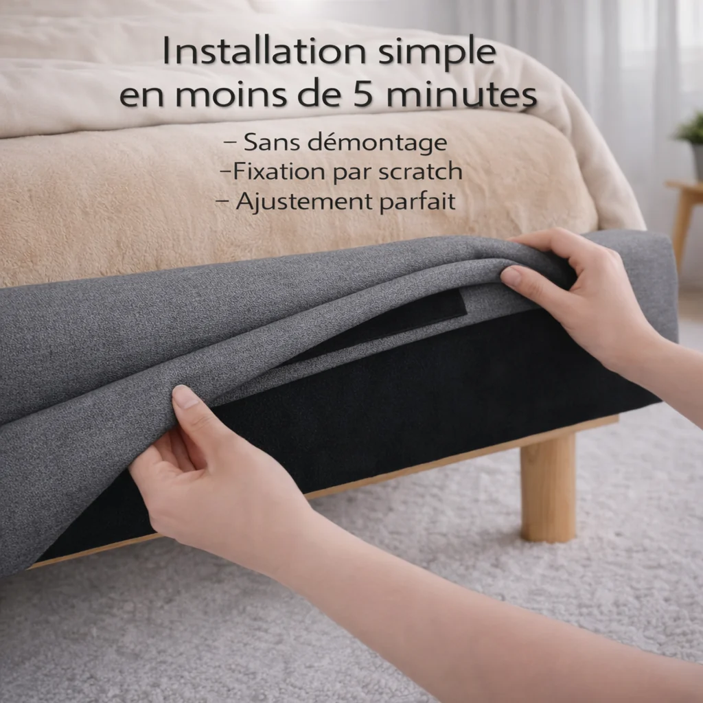Housse structure lit fixe tissu gris foncé - Image 3