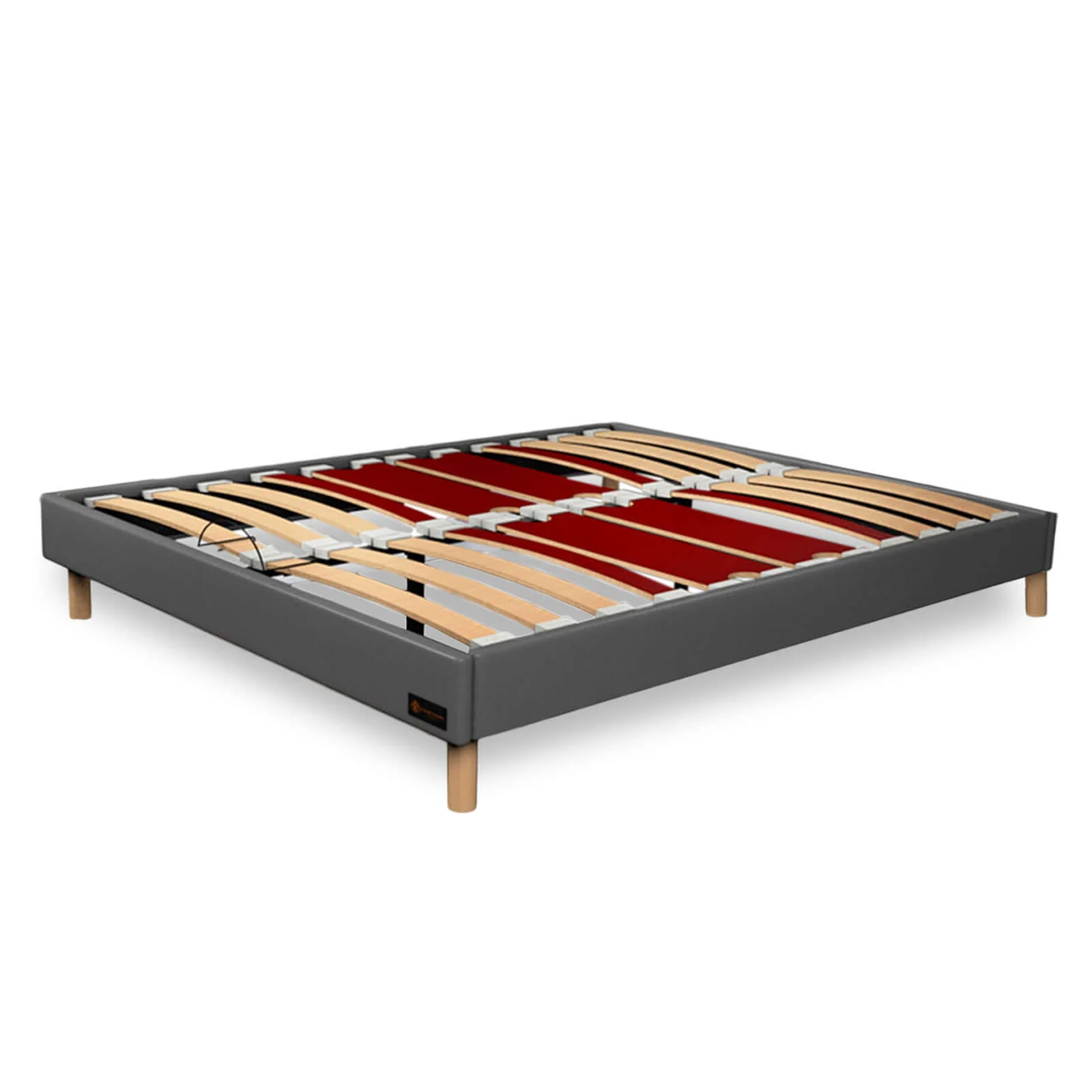 Sommier simili cuir et bois Anna : Cadre et pieds en bois - Sommier à lattes en bois flexibles - Image 4