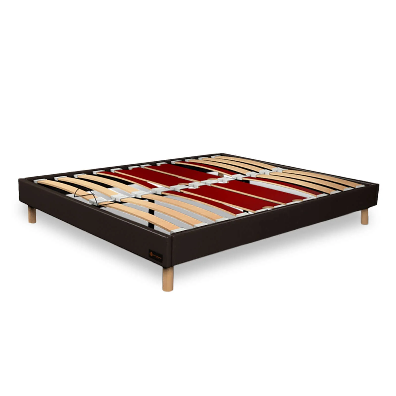 Sommier simili cuir et bois Anna : Cadre et pieds en bois - Sommier à lattes en bois flexibles - Image 6