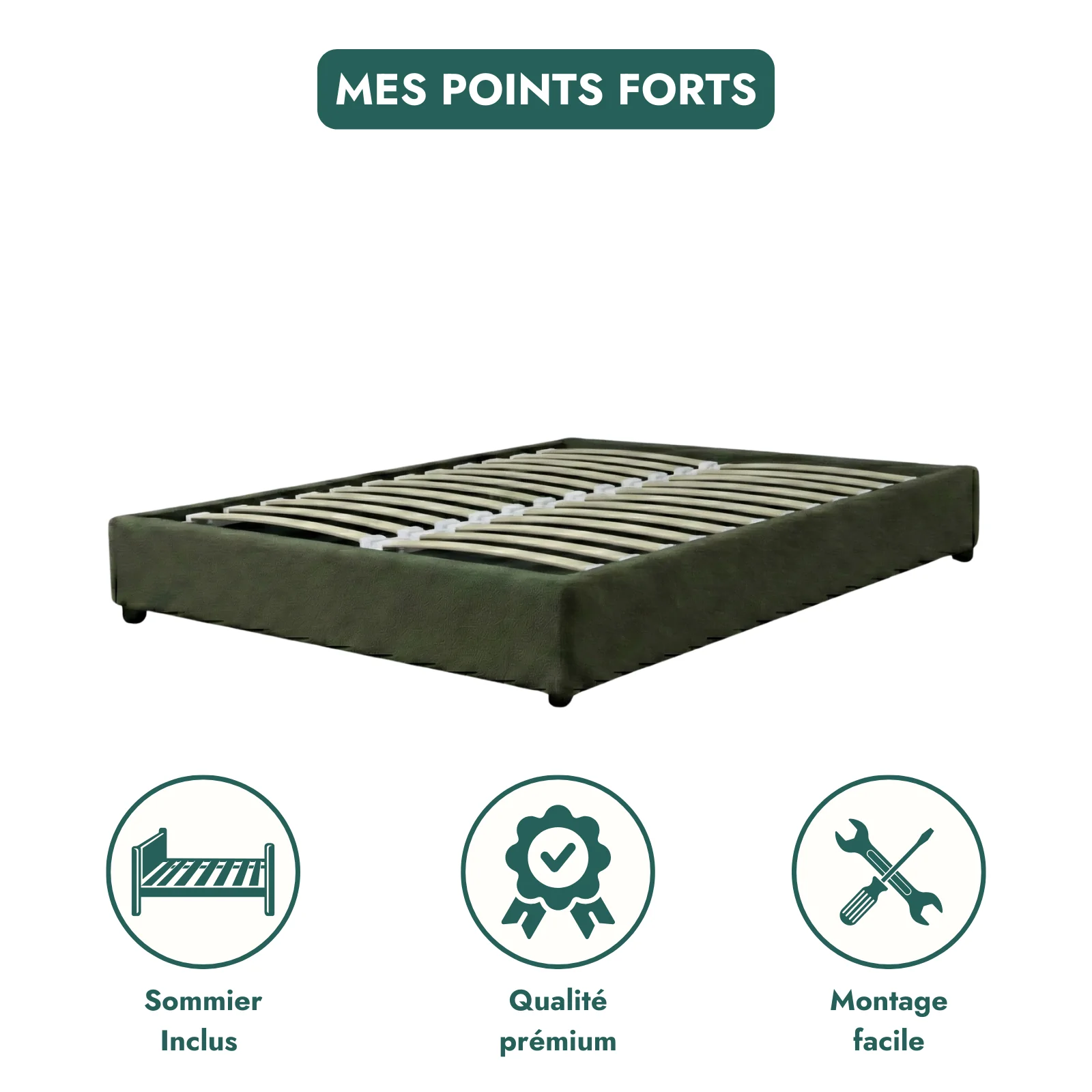 Lit coffre bouclette, lattes flexibles, grand espace de stockage - Collection Vegas - Image 11