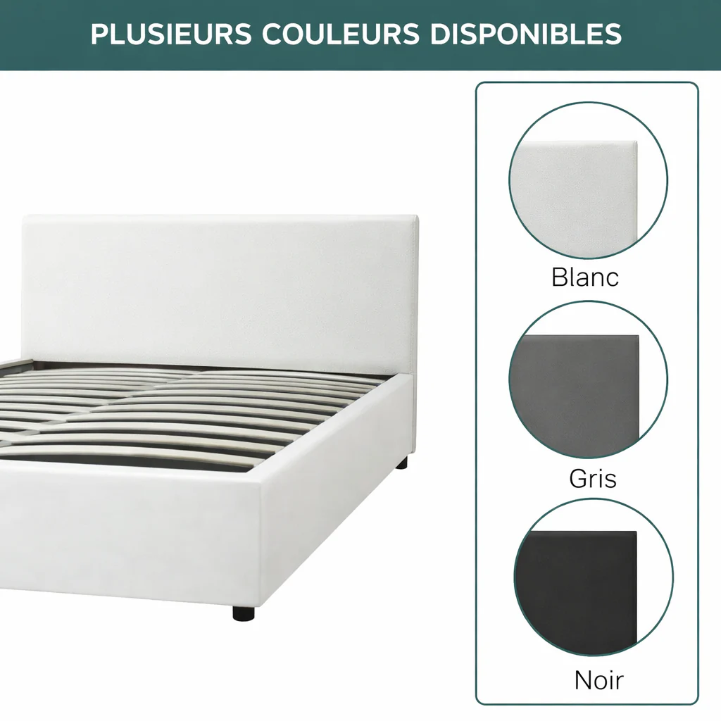 Lit coffre électrique avec tête de lit, simili cuir, télécommande - Collection Futura design - Image 10