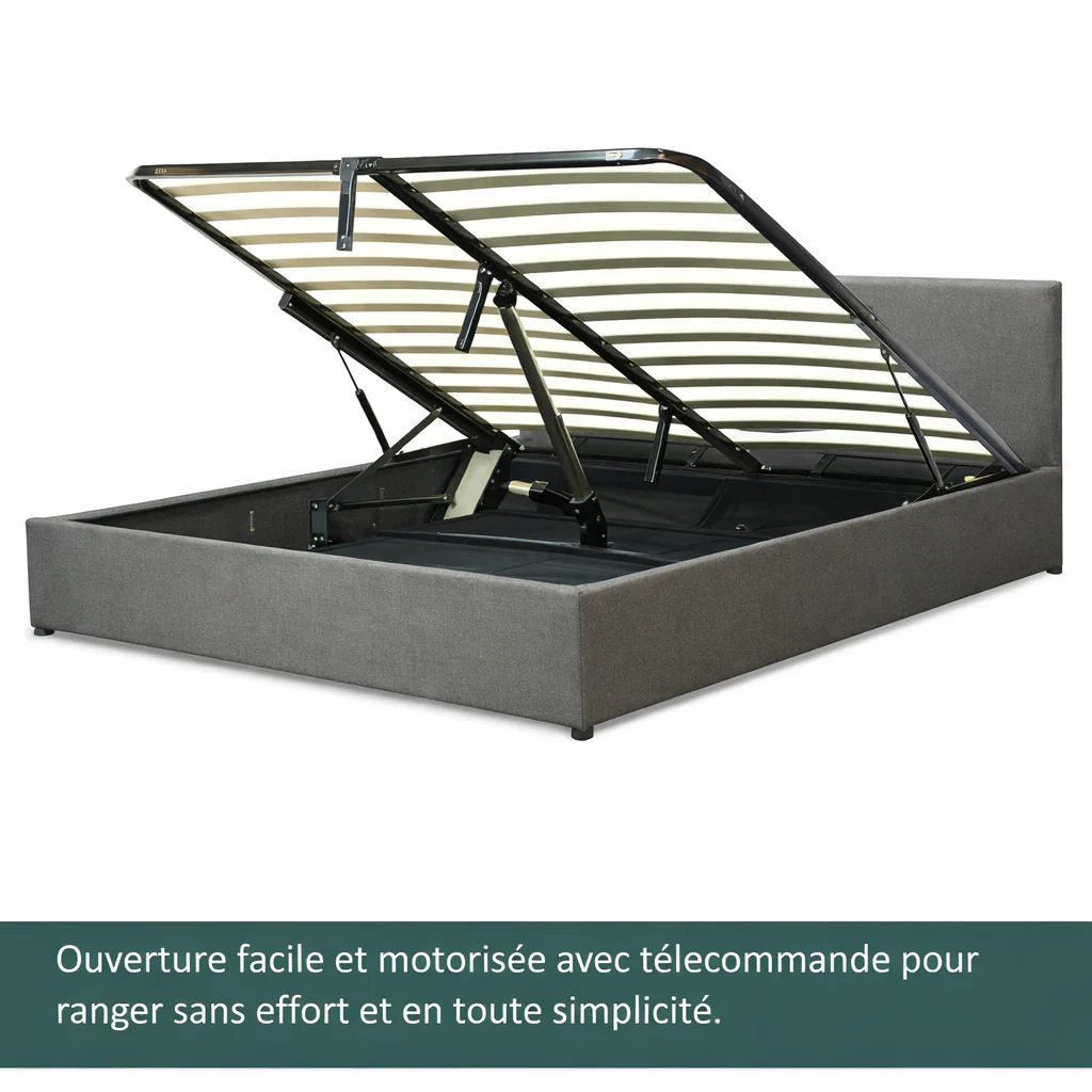 Lit coffre électrique avec tête de lit, tissu, télécommande - Collection Futura design - Image 6