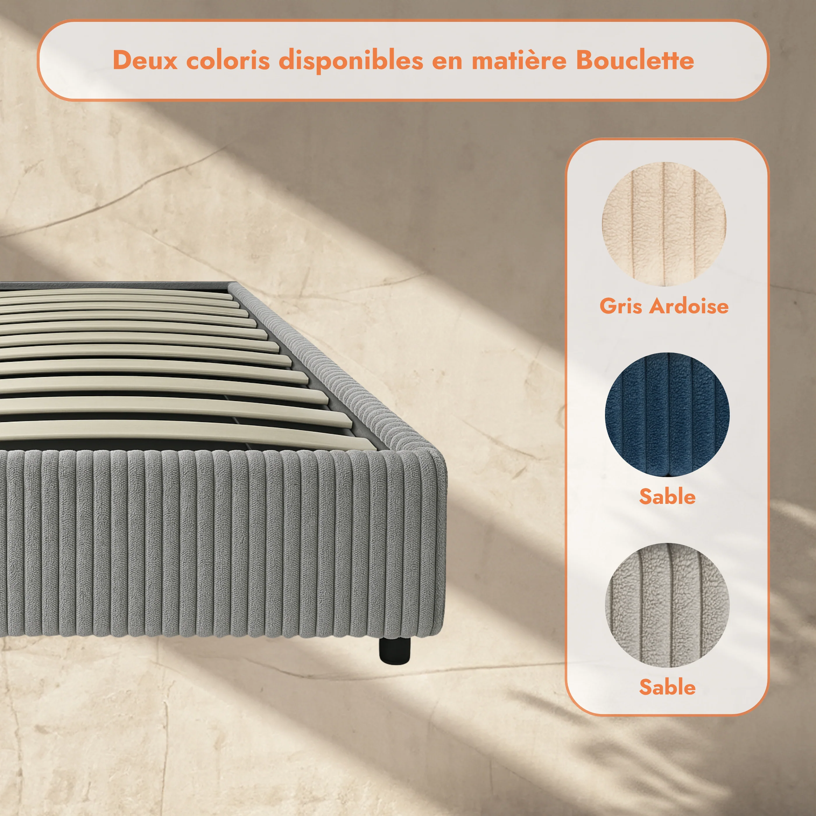 Lit coffre électrique avec tête de lit, velours côtelé, télécommande - Collection Futura design - Image 6