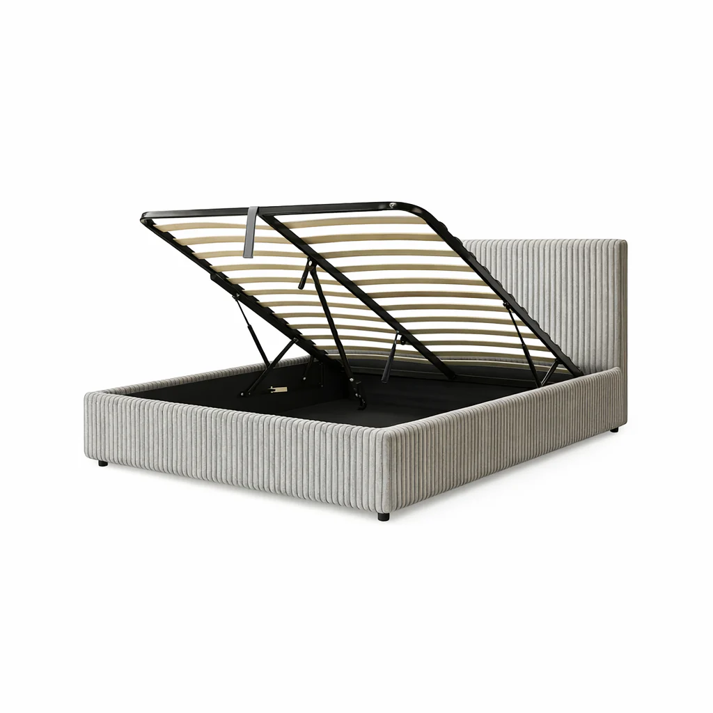 Lit coffre électrique avec tête de lit, velours côtelé, télécommande - Collection Futura design - Image 9