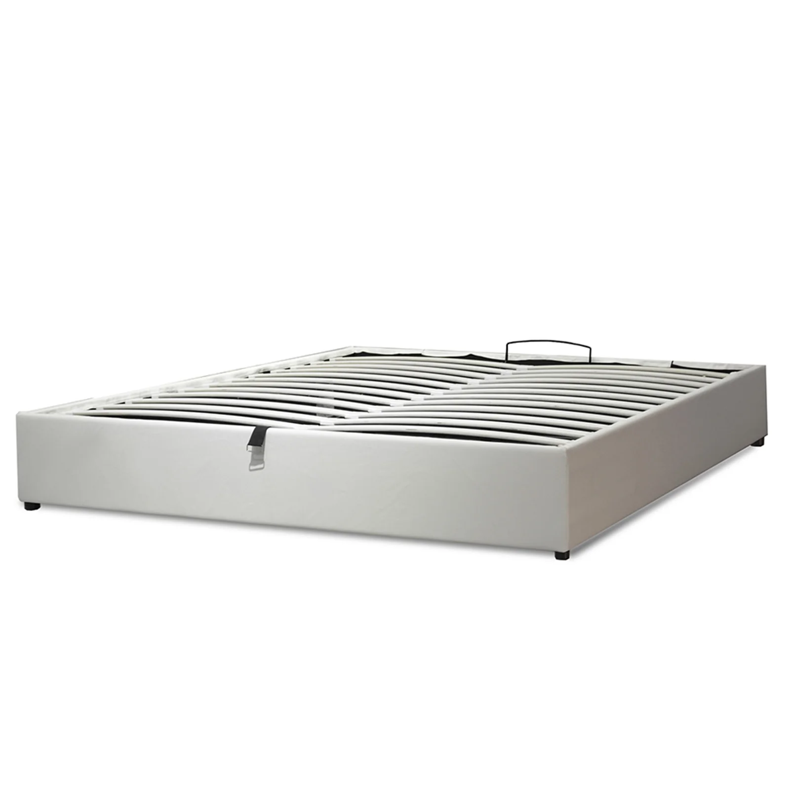 Lit coffre électrique simili cuir blanc, télécommande, sommier flexible - Collection Futura - Image 6