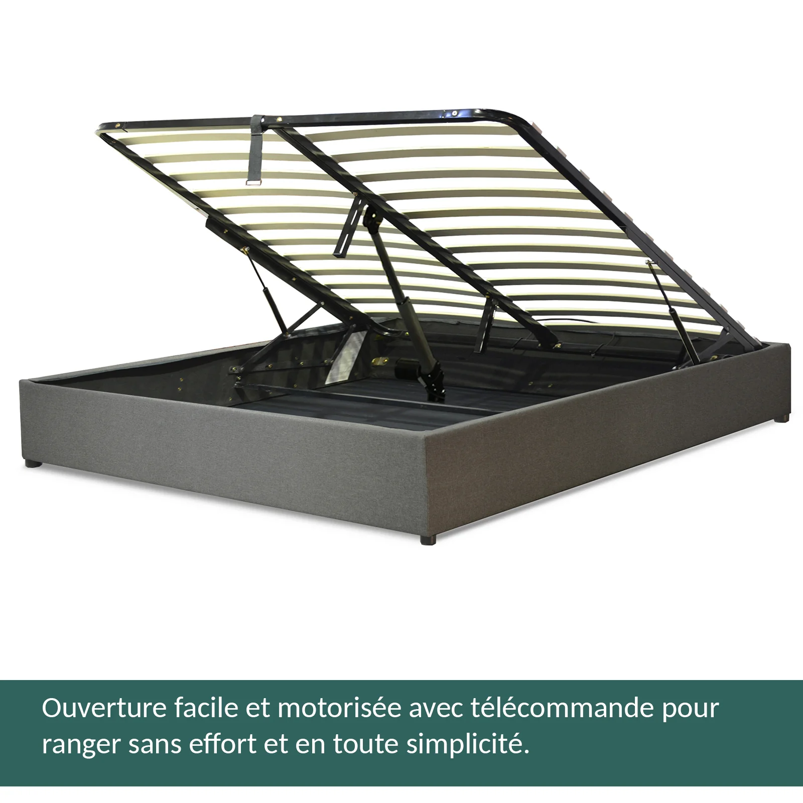 Lit coffre électrique avec tête de lit, tissu, télécommande - Collection Futura design - Image 2