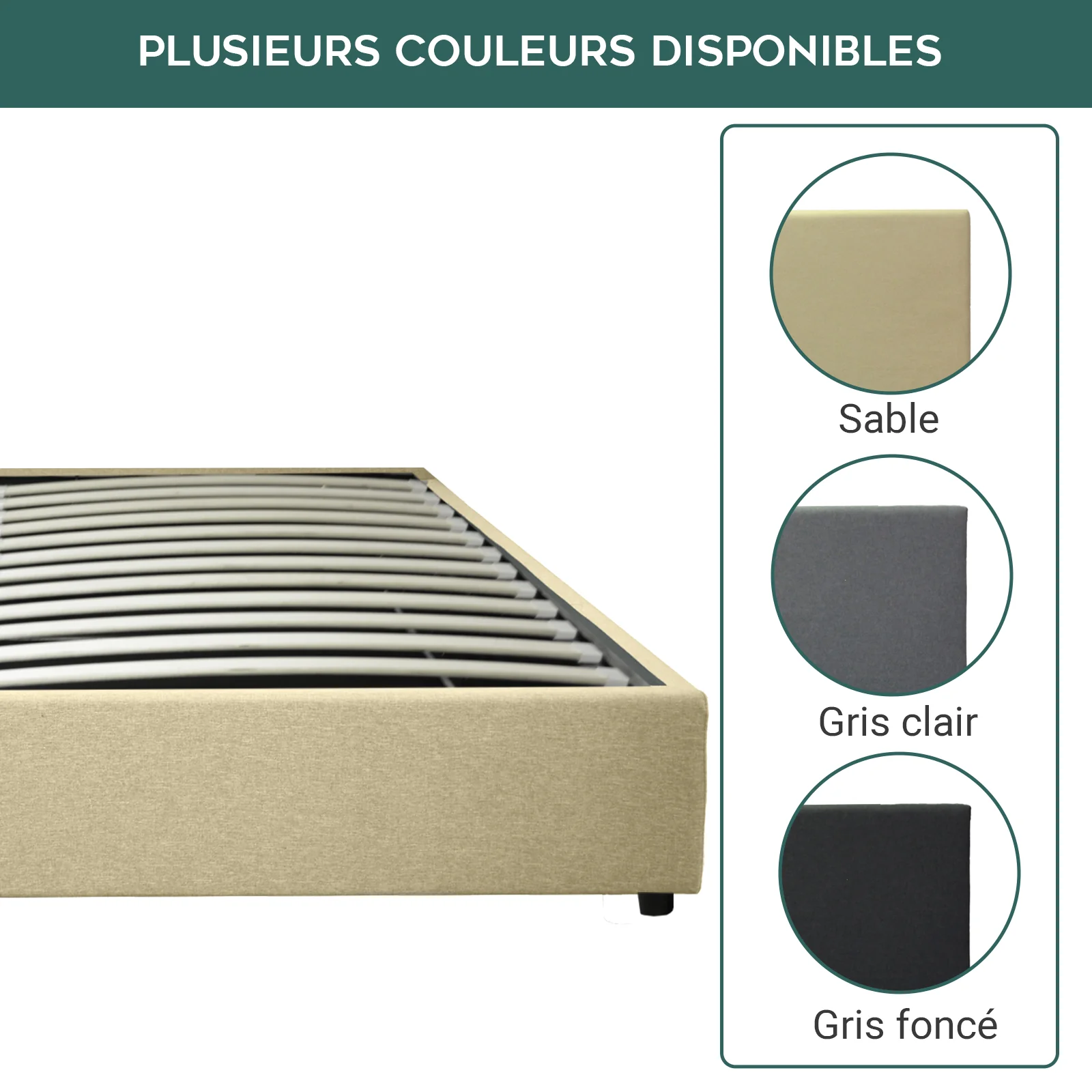 Lit coffre électrique tissu sable, télécommande, sommier flexible - Collection Futura - Image 5