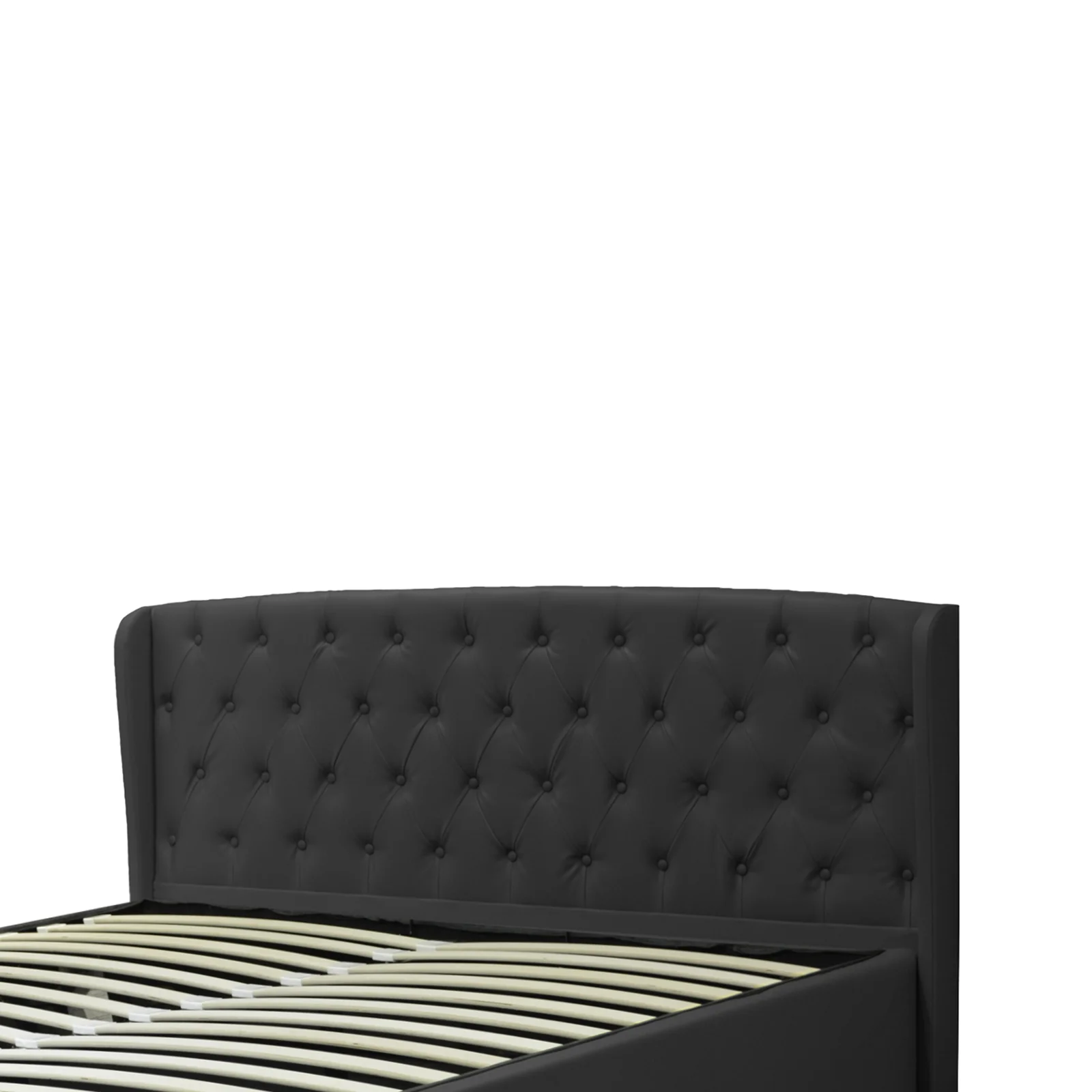 Lit coffre sommier relevable Monceau capitonné chic : simili cuir et sommier à lattes en bois flexibles - Image 13