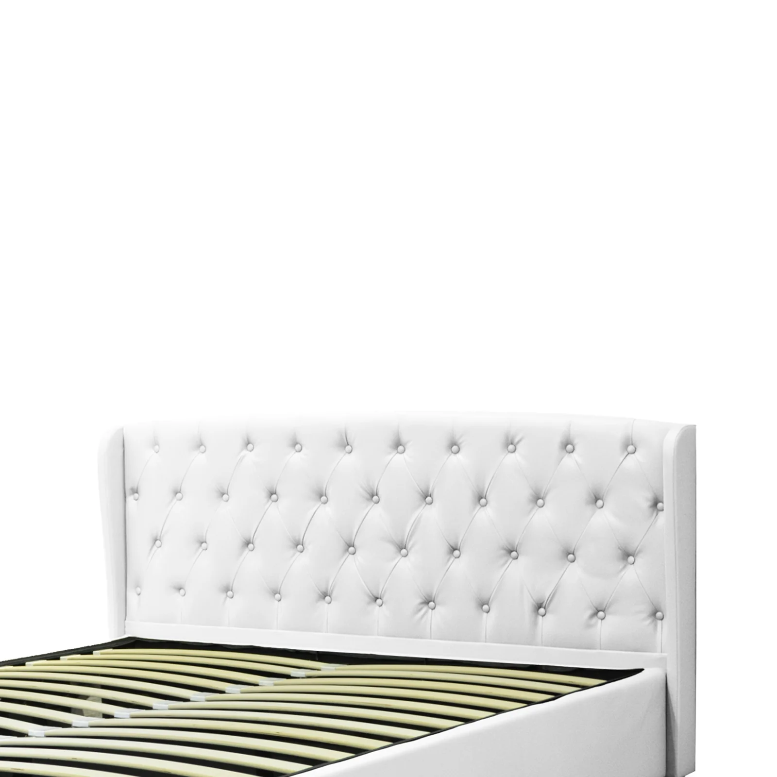 Lit coffre sommier relevable Monceau capitonné chic : simili cuir et sommier à lattes en bois flexibles - Image 9