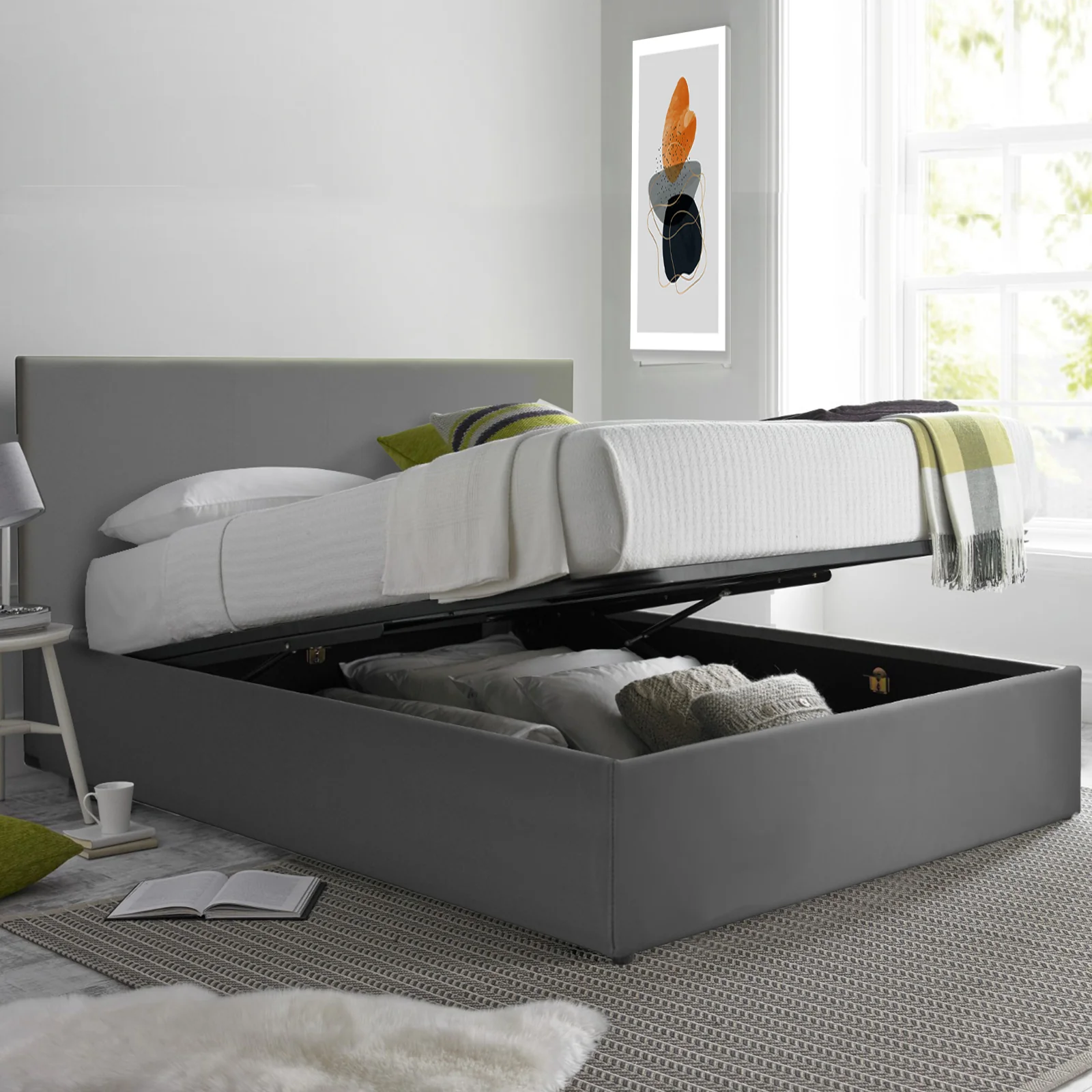 Lit coffre VariLuxe innovant - Tête de lit interchangeable : Simili cuir et grand coffre - Image 35