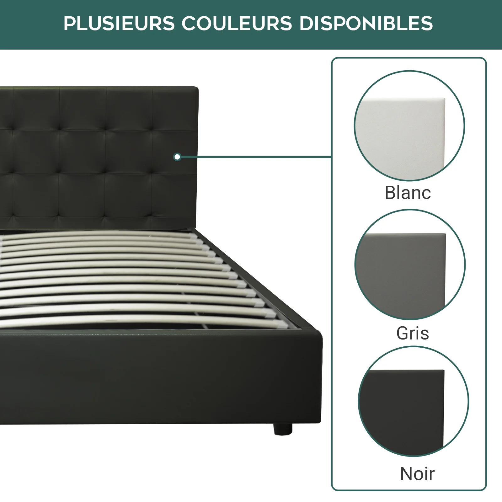 Lit coffre VariLuxe innovant - Tête de lit interchangeable : Simili cuir et grand coffre - Image 46