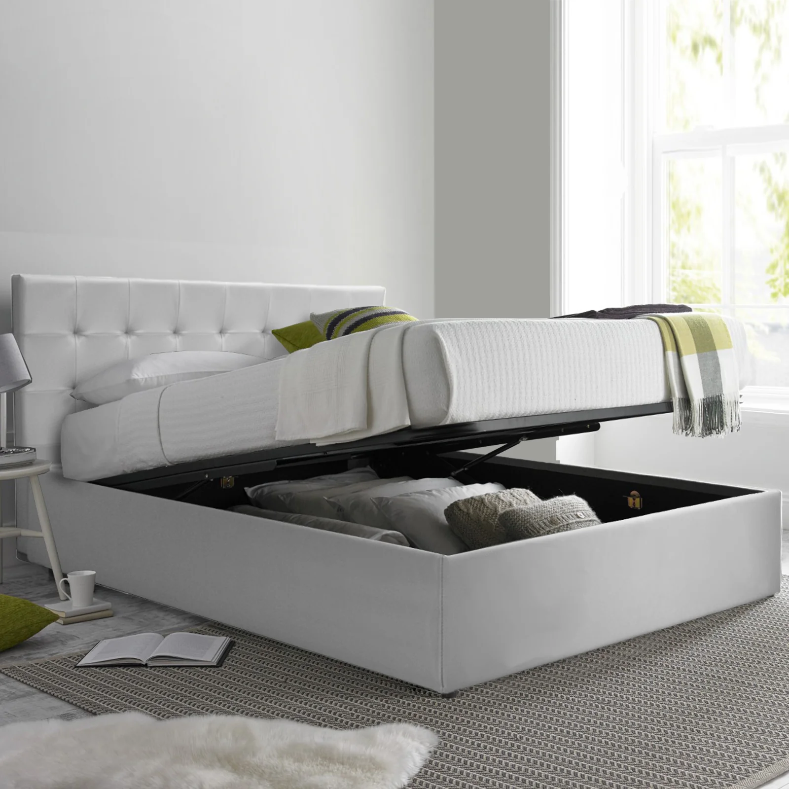 Lit coffre VariLuxe innovant - Tête de lit interchangeable : Simili cuir et grand coffre - Image 49