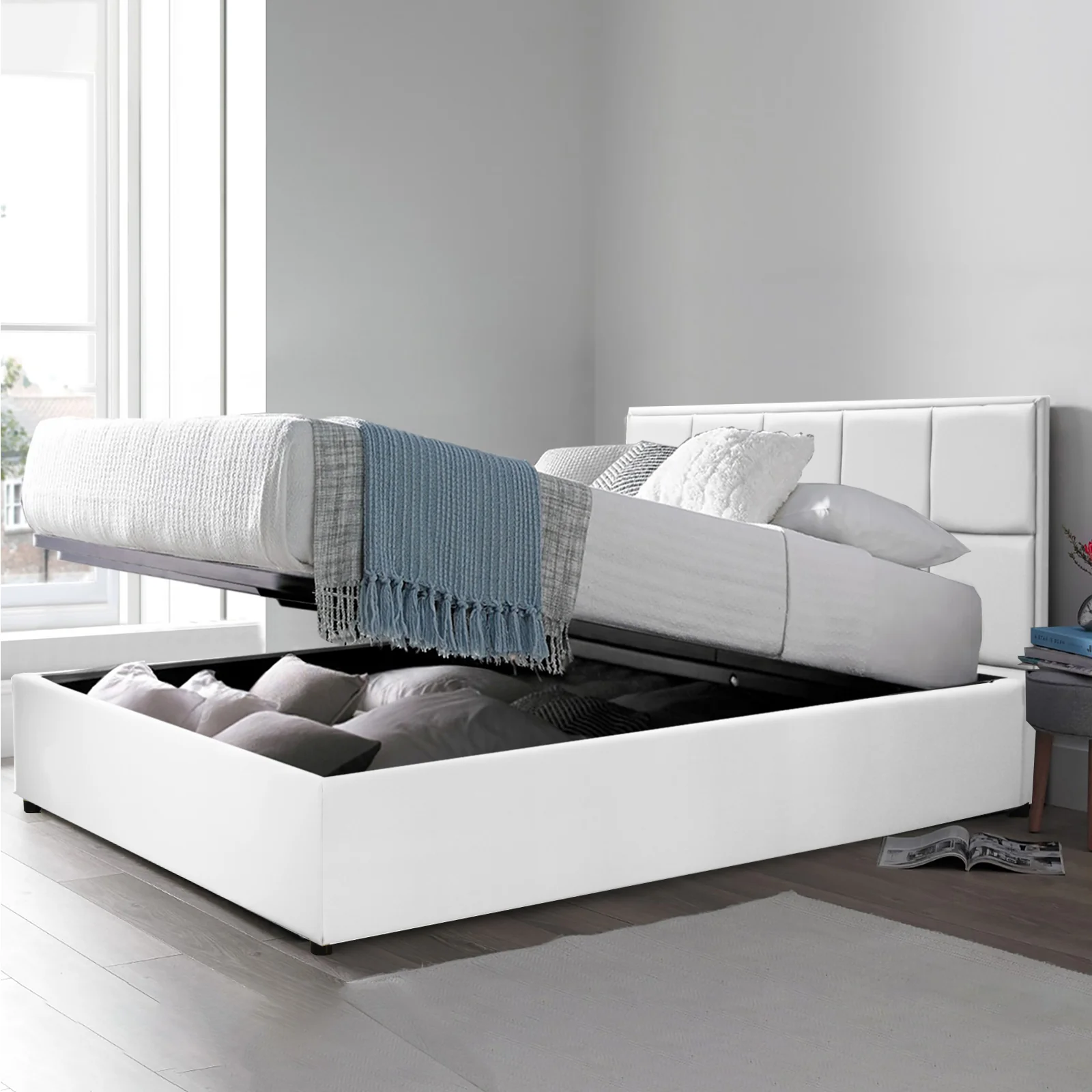 Lit coffre VariLuxe innovant - Tête de lit interchangeable : Simili cuir et grand coffre - Image 61