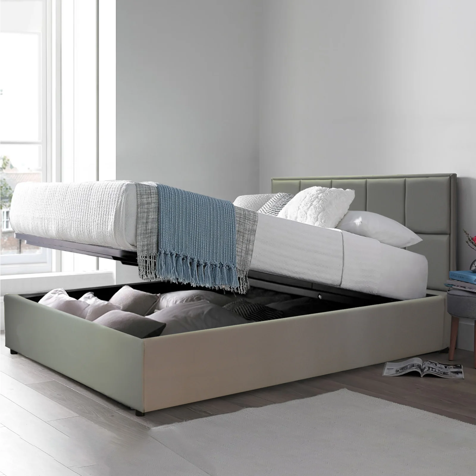 Lit coffre VariLuxe innovant - Tête de lit interchangeable : Simili cuir et grand coffre - Image 67