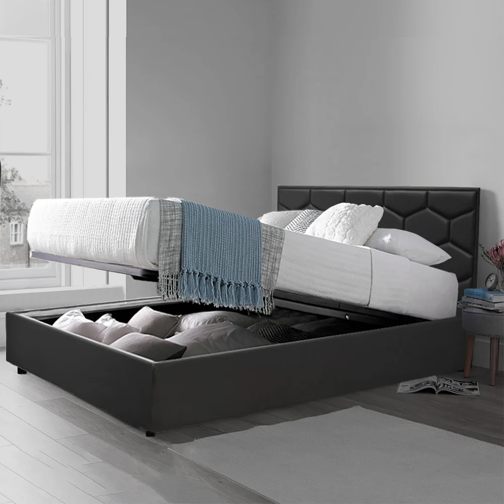 Lit coffre VariLuxe innovant - Tête de lit interchangeable : Simili cuir et grand coffre - Image 9