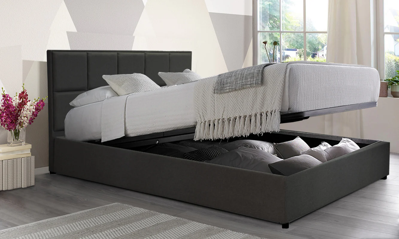 Lit coffre VariLuxe innovant - Tête de lit interchangeable : Tissu et grand coffre - Image 36