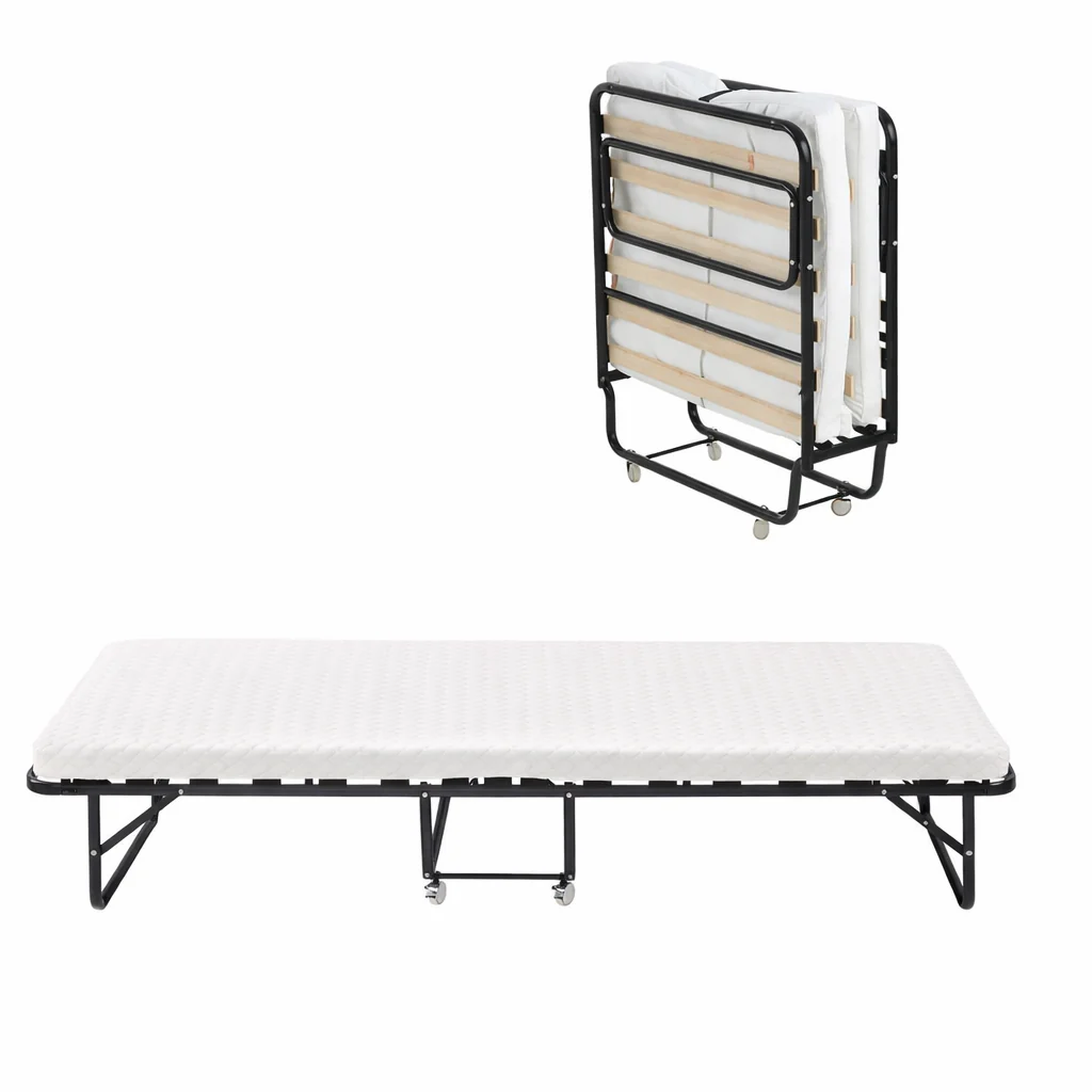 Lit pliant à roulettes avec matelas : lit d’appoint avec sommier à lattes flexibles - Collection Pliable - Image 10