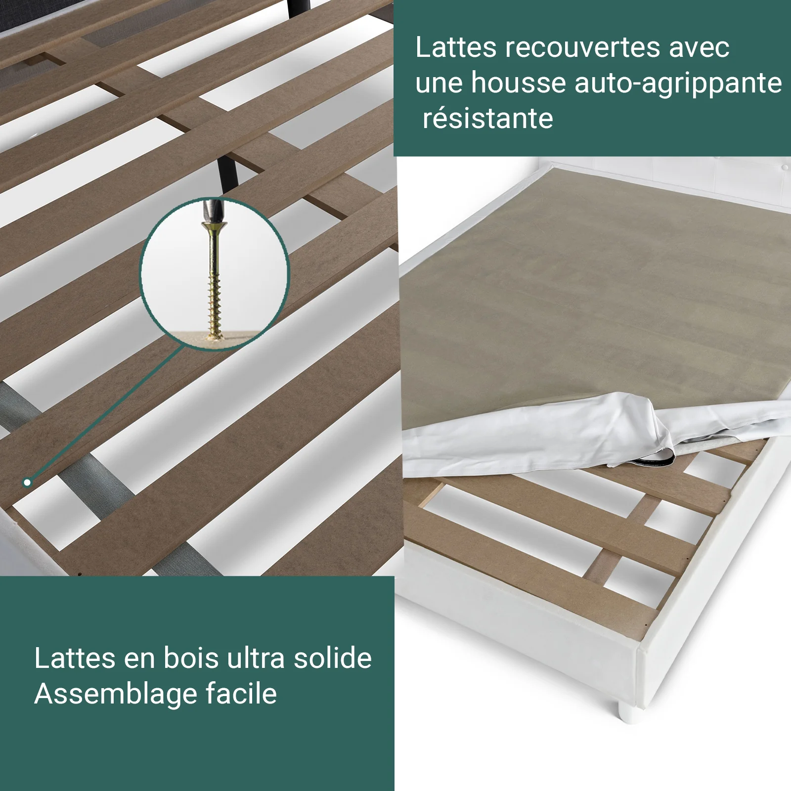 Lit capitonné Triomphe et contemporain : Simili cuir et sommier à lattes en bois - Image 4