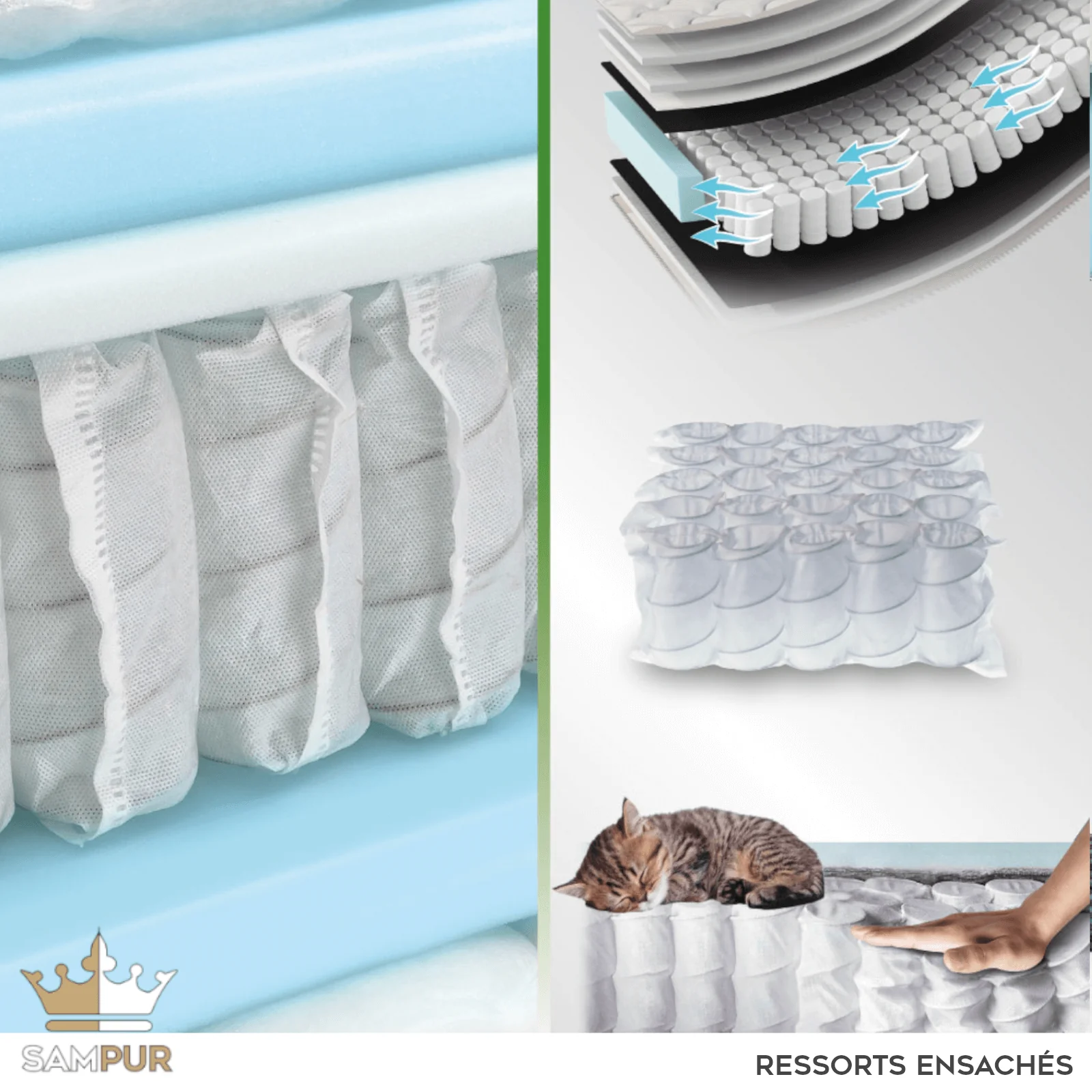 Matelas mémoire de forme et ressorts ensachés 3 zones - Collection Black Diamond - Image 3