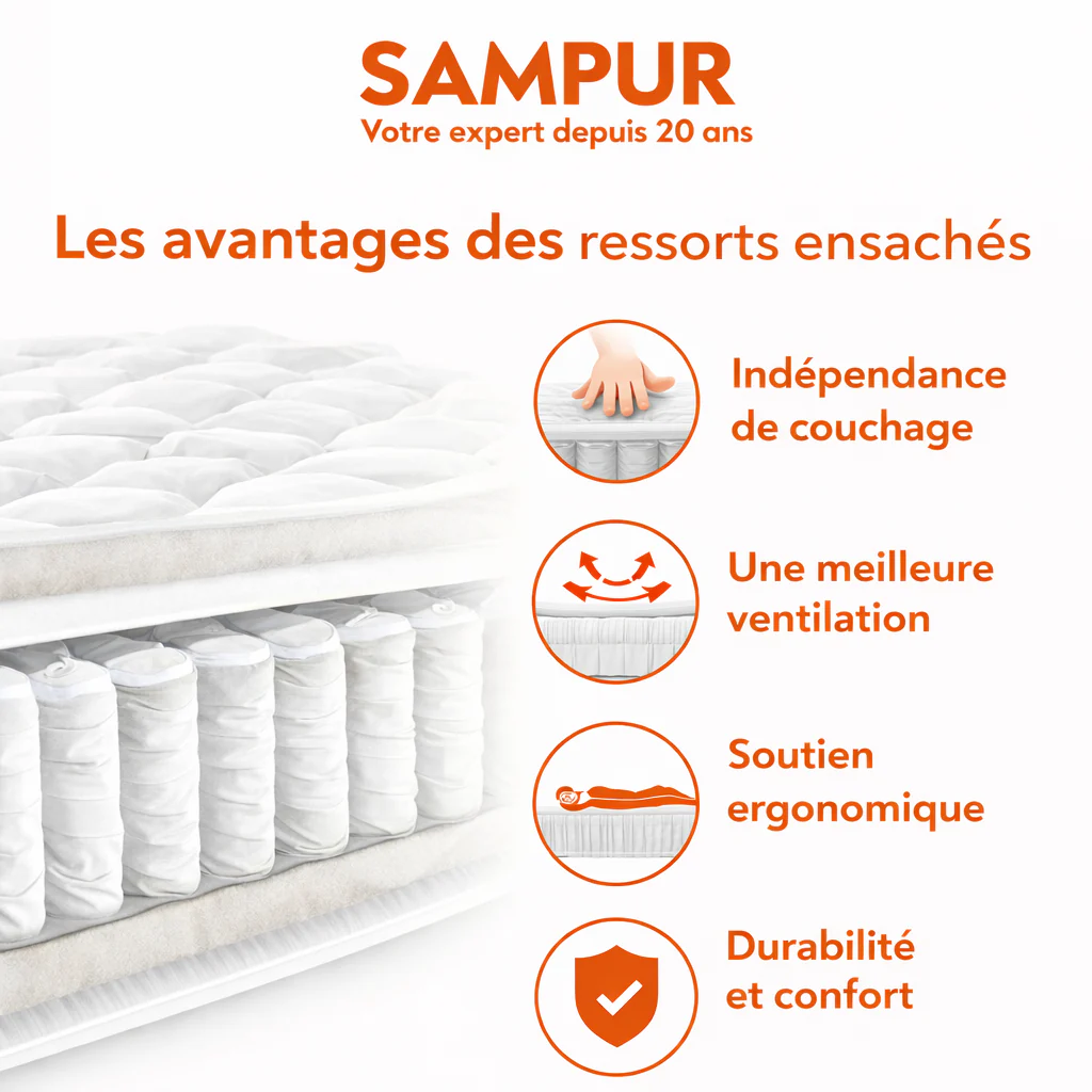 Matelas ressorts ensachés, mémoire de forme - Collection Cosmos - Image 11