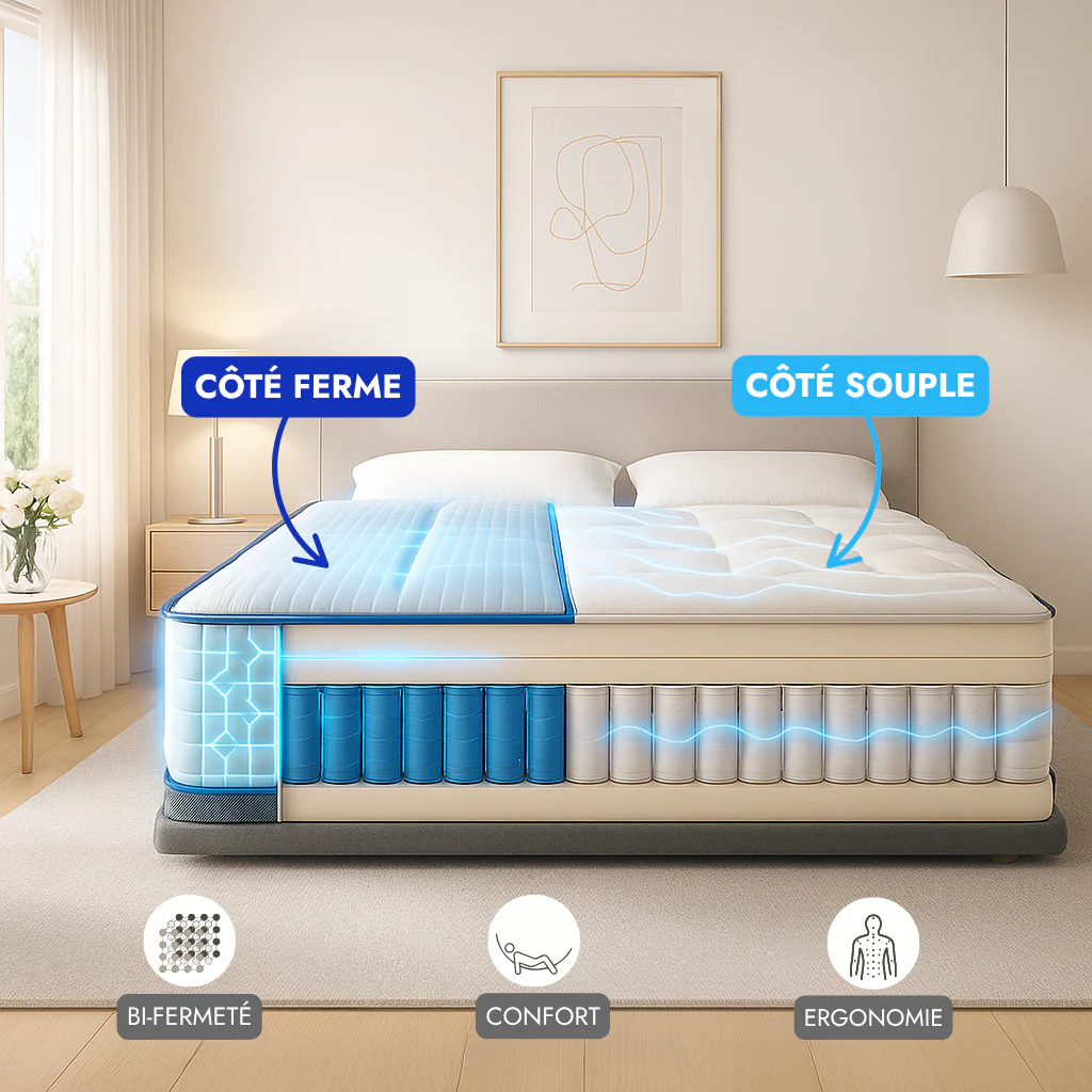 Matelas 2 conforts : Un côté ferme, un côté souple - Collection Bi-confort - Image 4