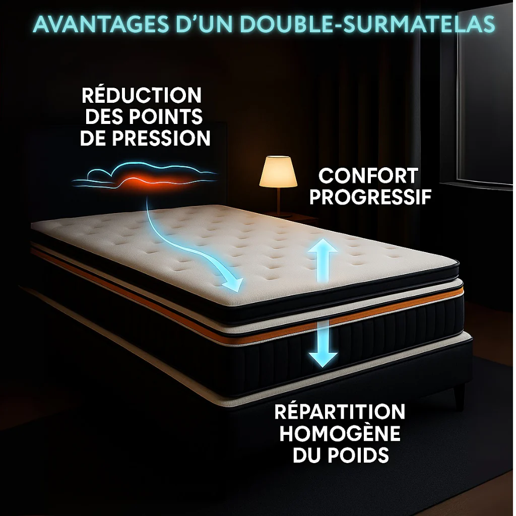 Matelas mémoire de forme avec deux surmatelas - Collection Épais - Image 4