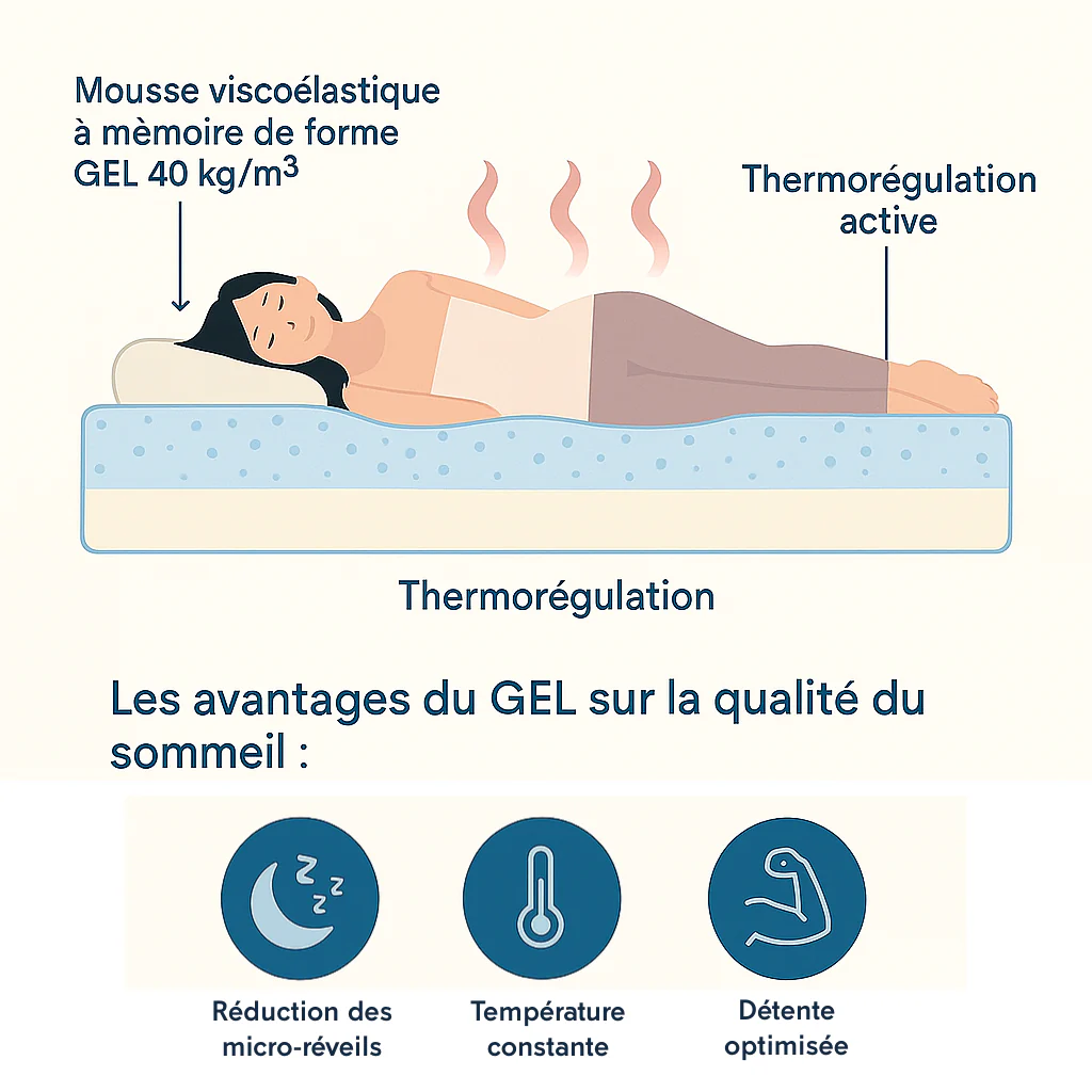 Matelas hybride mémoire de forme bambou et ressorts ensachés - Collection Naturelle - Image 6