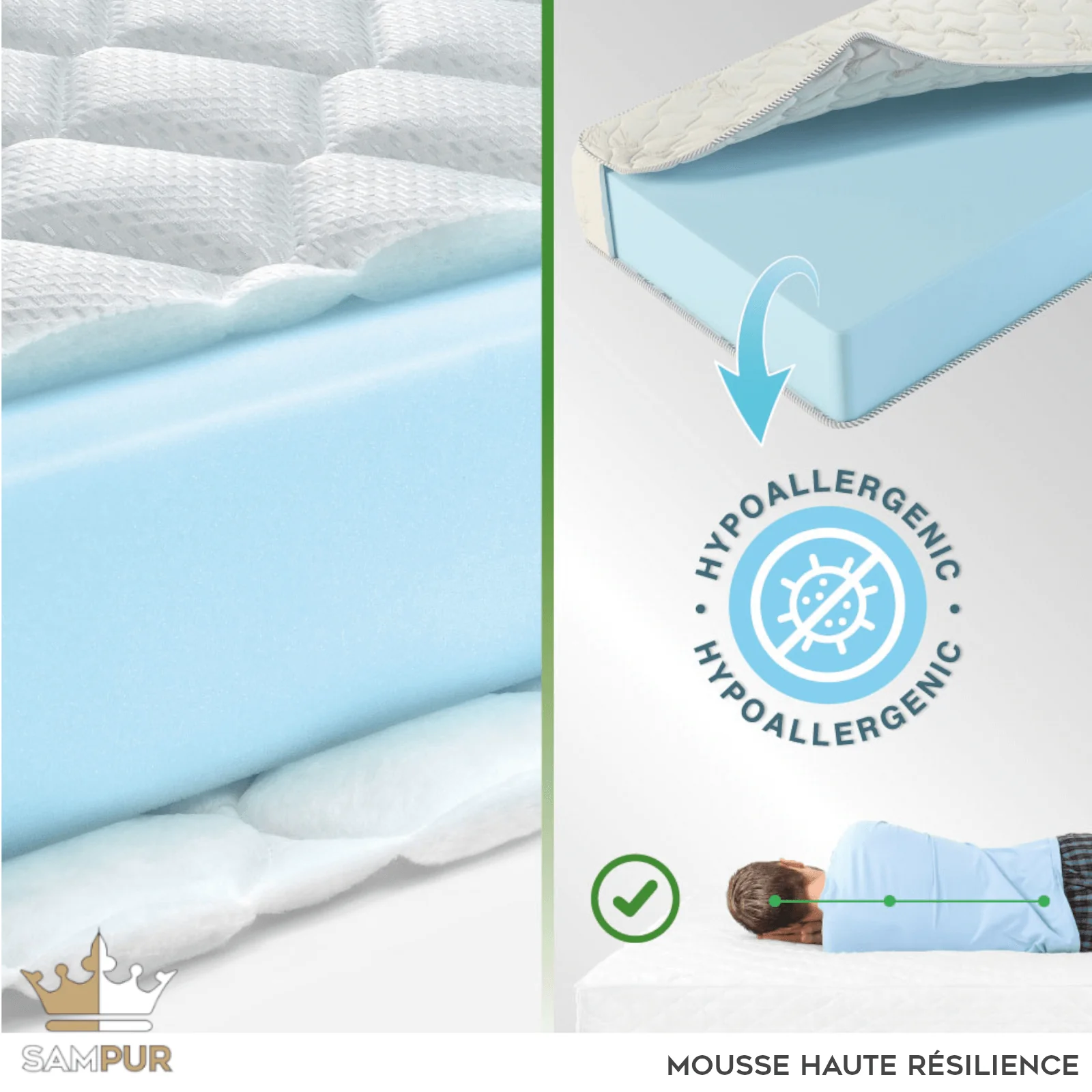 Matelas mémoire de forme, ressorts ensachés - Collection Skyline - Image 6
