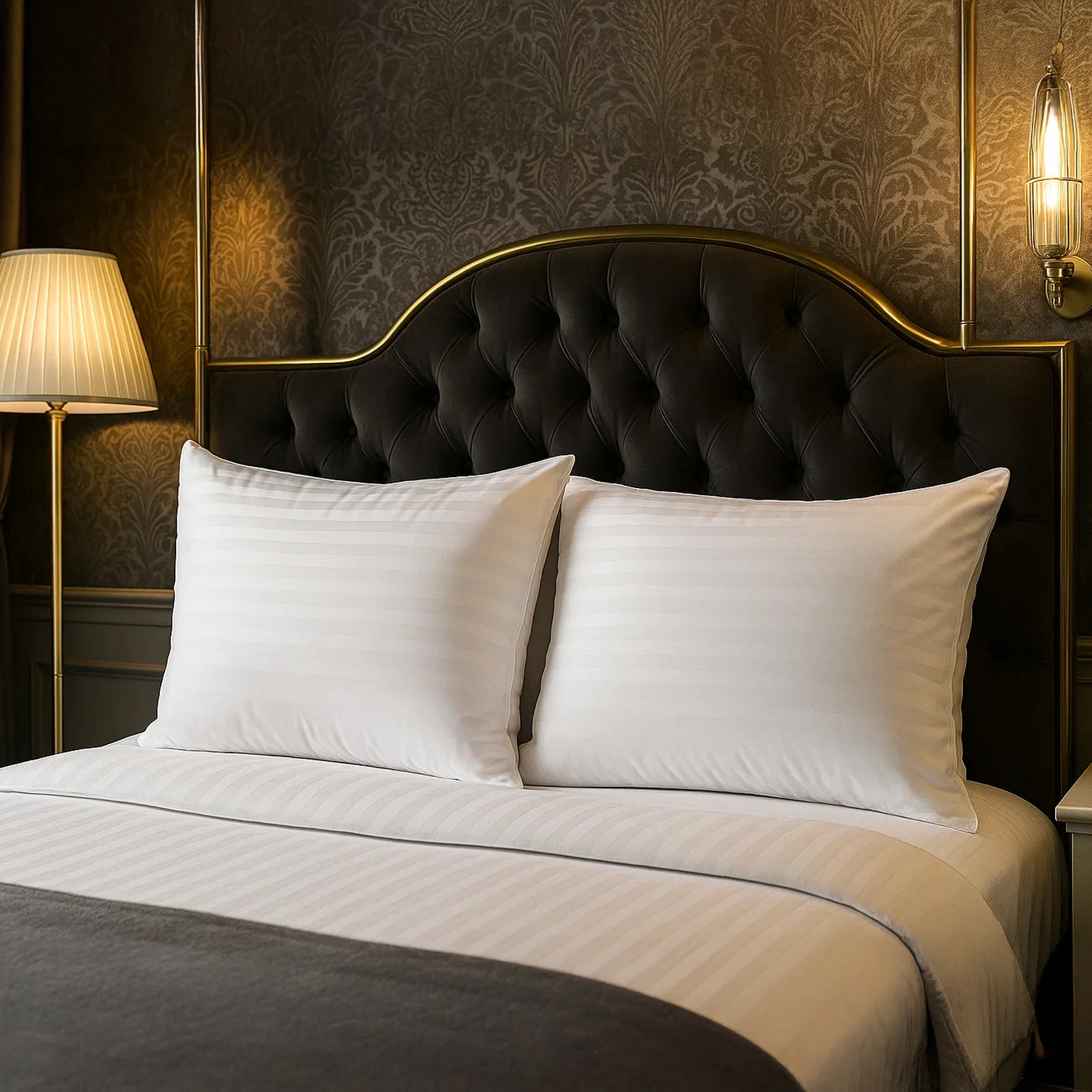 Oreiller plumes de canard et duvet, jacquard strié, confort équilibré - Collection Duvet - Image 9