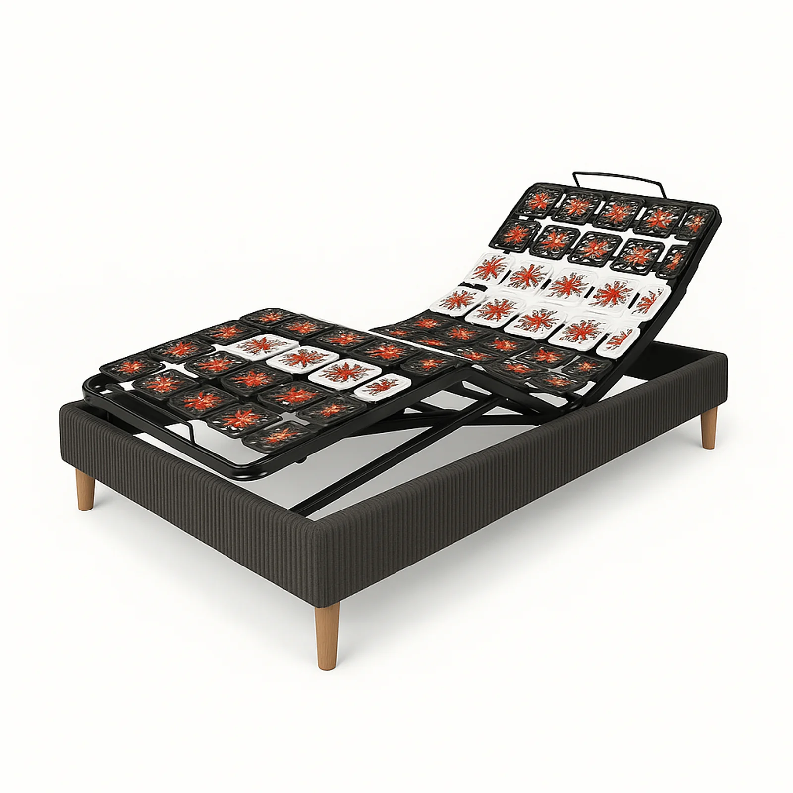 Pack lit électrique orthopédique, velours côtelé gris, matelas inclus - Collection Technoflex - Image 3