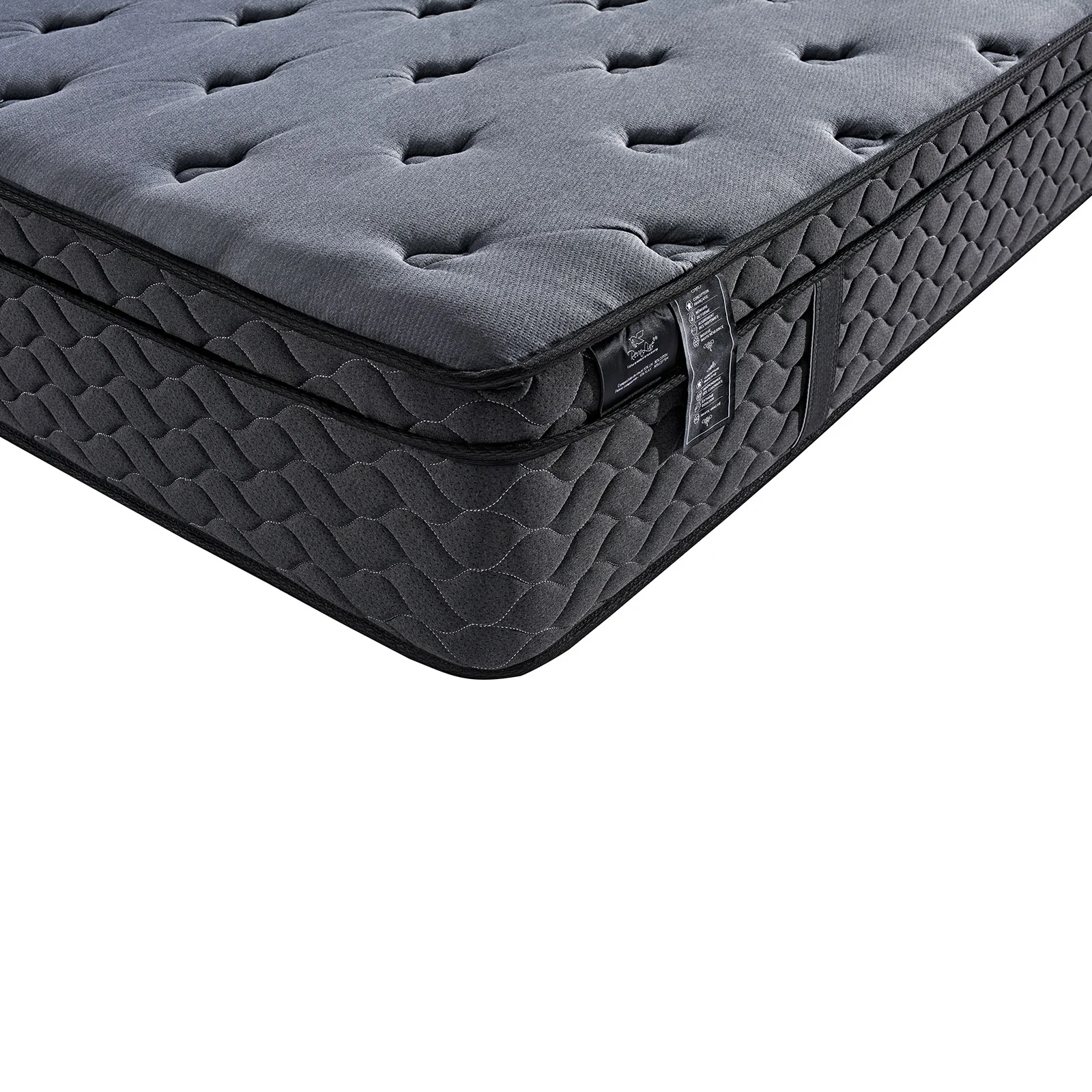 Pack lit, sommier tissu Eva gris clair, matelas bio - Collection Luxury - Image 5