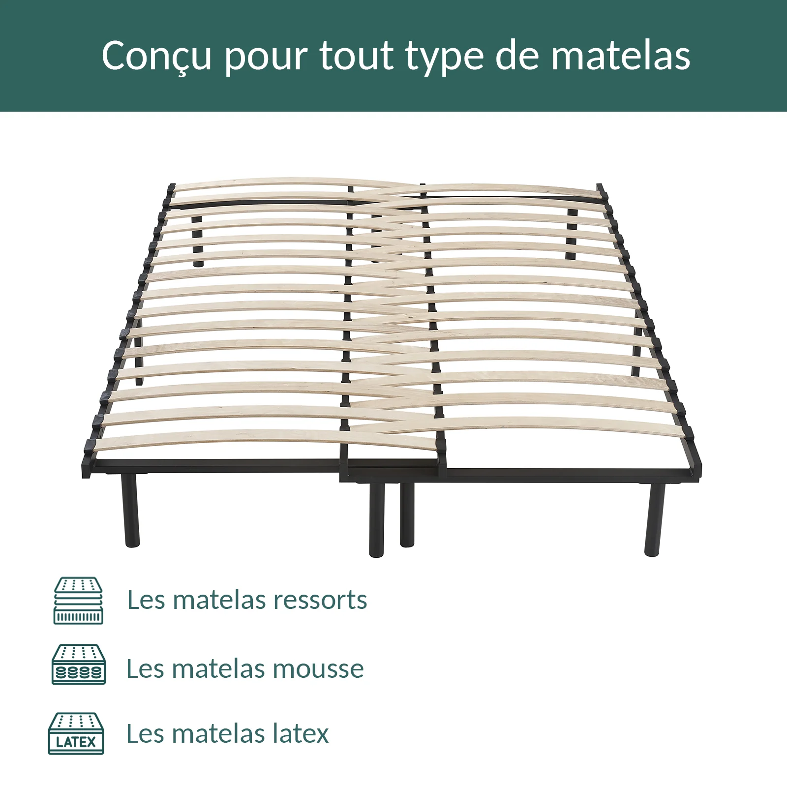 Sommier extensible, lattes bois flexibles, réglable en largeur - Collection Extensible - Image 5
