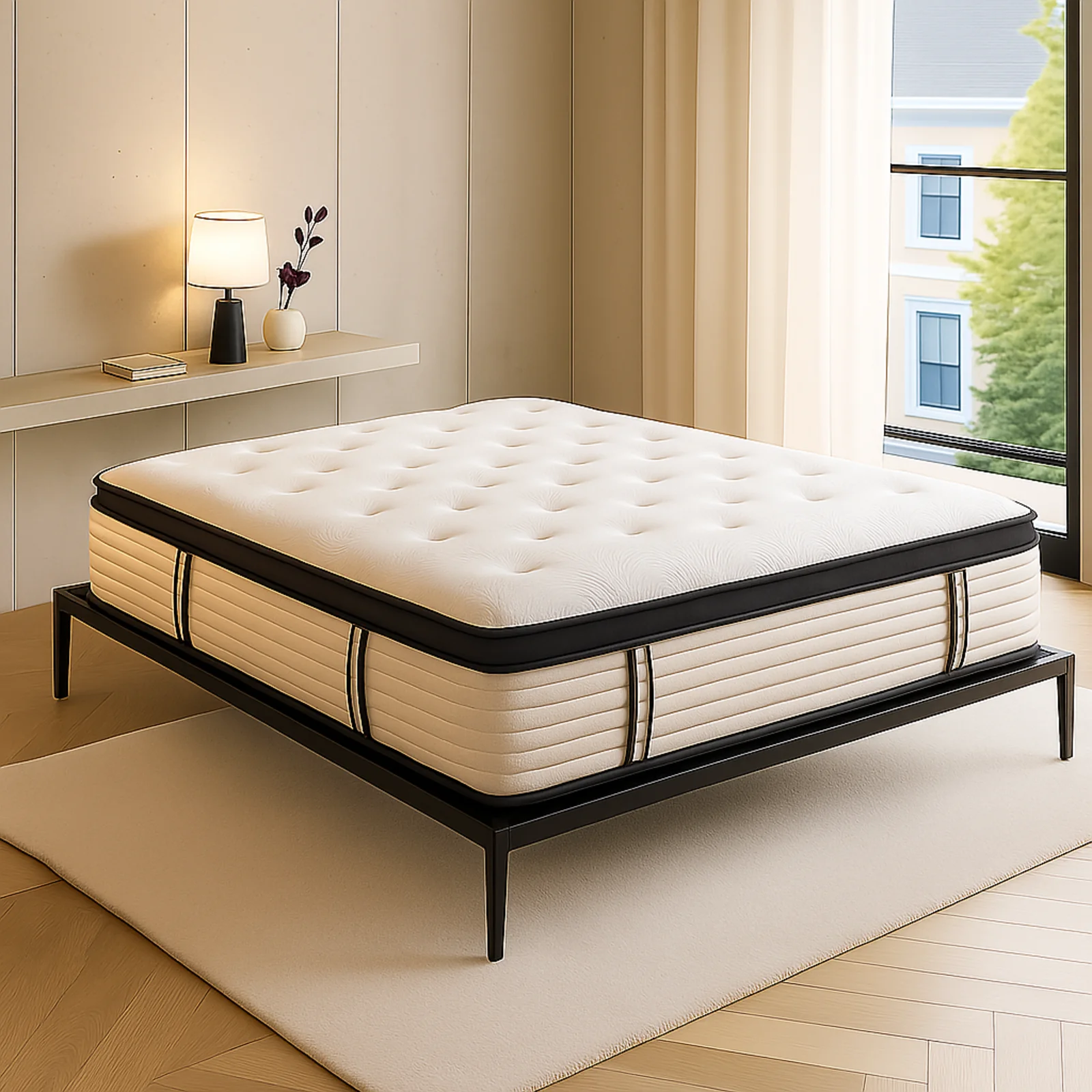 Sommier lit design style industriel, lattes larges, cadre à lattes - Collection Loft - Image 5
