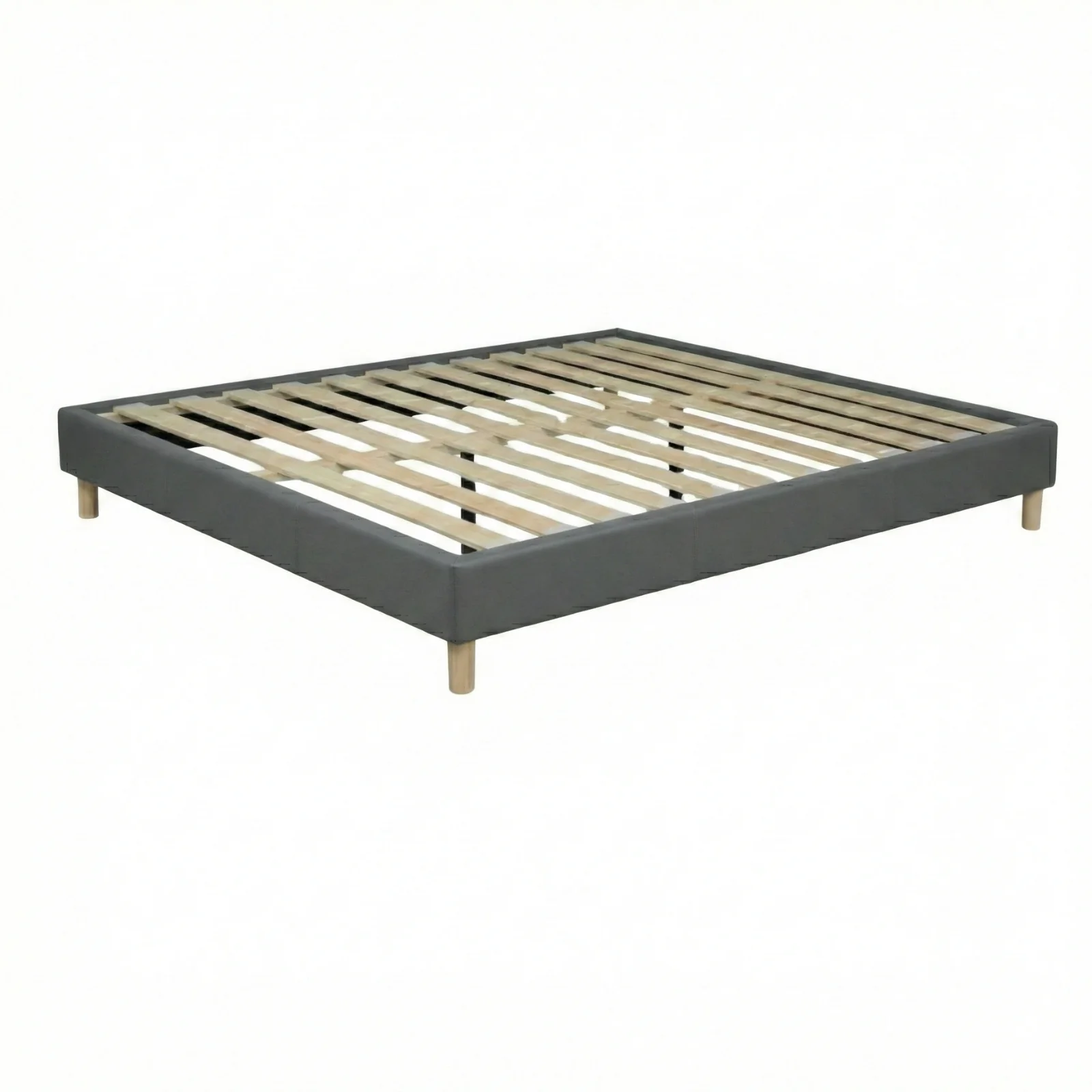 Sommier simili cuir, cadre de lit et pieds bois, maintien bassin - Collection Deco - Image 10