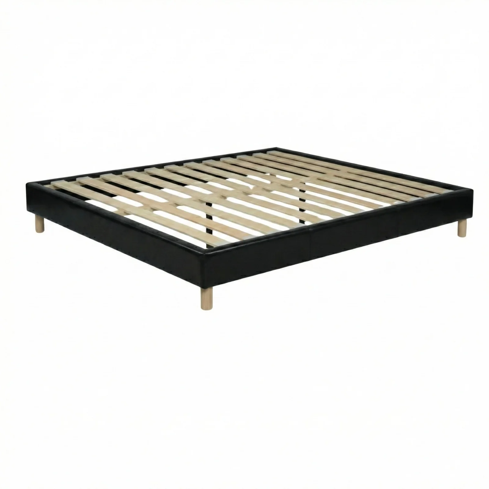 Sommier simili cuir, cadre de lit et pieds bois, maintien bassin - Collection Deco - Image 11