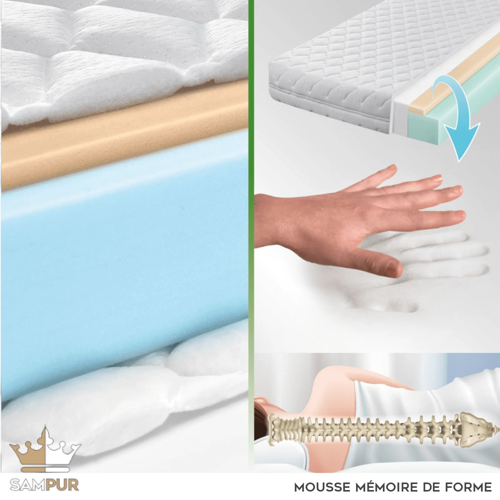 Matelas hybride, haut de gamme, soutien équilibré - Collection BIO Luxury - Image 5