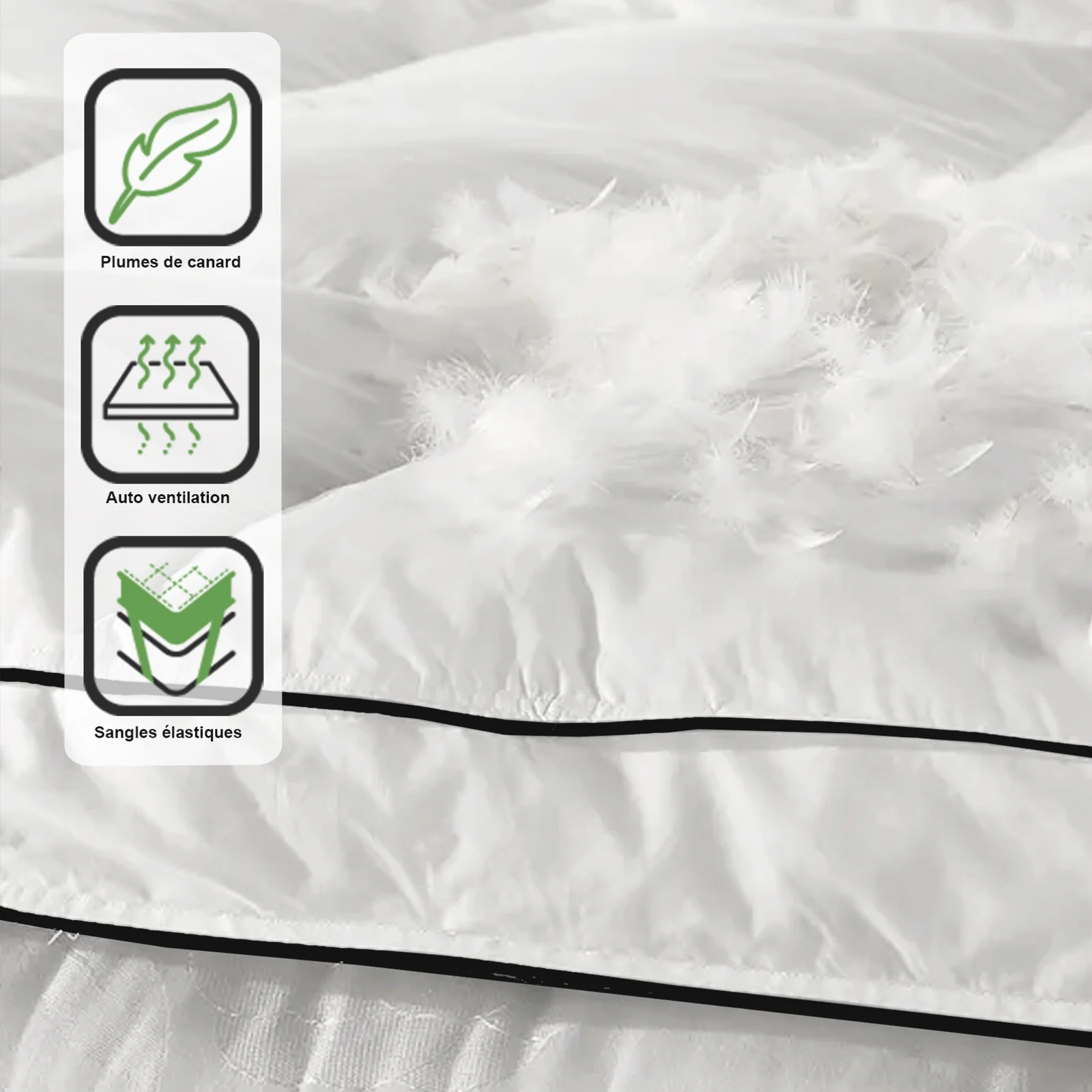Surmatelas 100% plumes de canard, moelleux et ergonomique - Collection Plumes XXL - Image 8