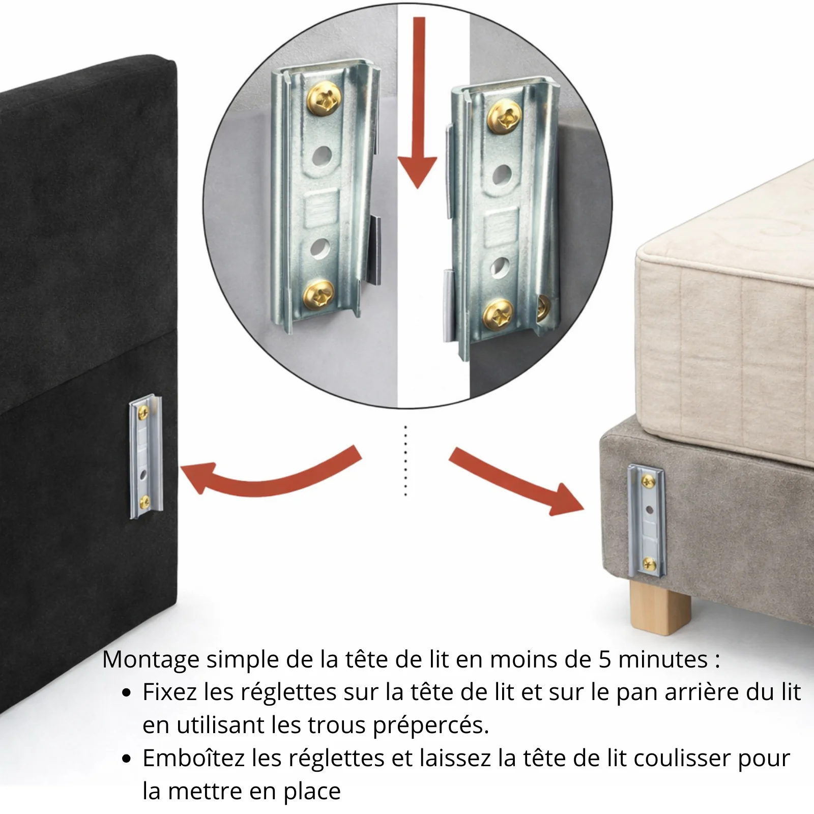 Tête de lit avec housse bouclette sable - Image 4